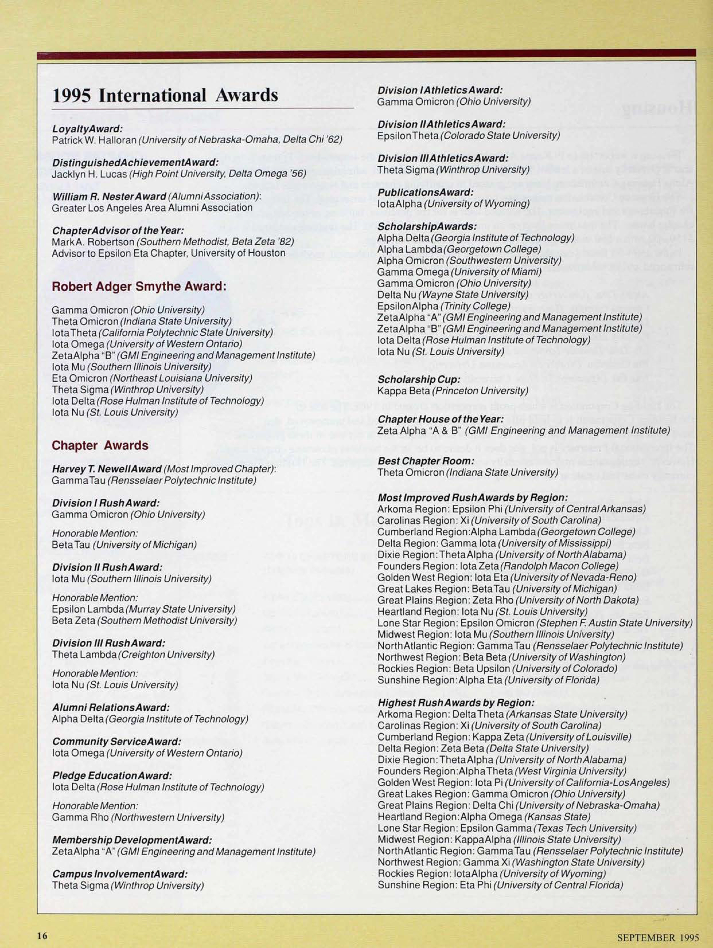 1995 International Awards